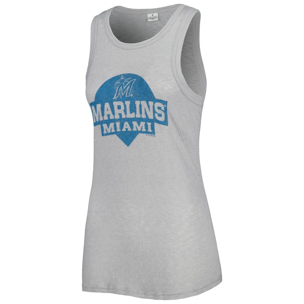 Gray Miami Marlins Soft as a Grape Women's Tri-Blend Tank Top