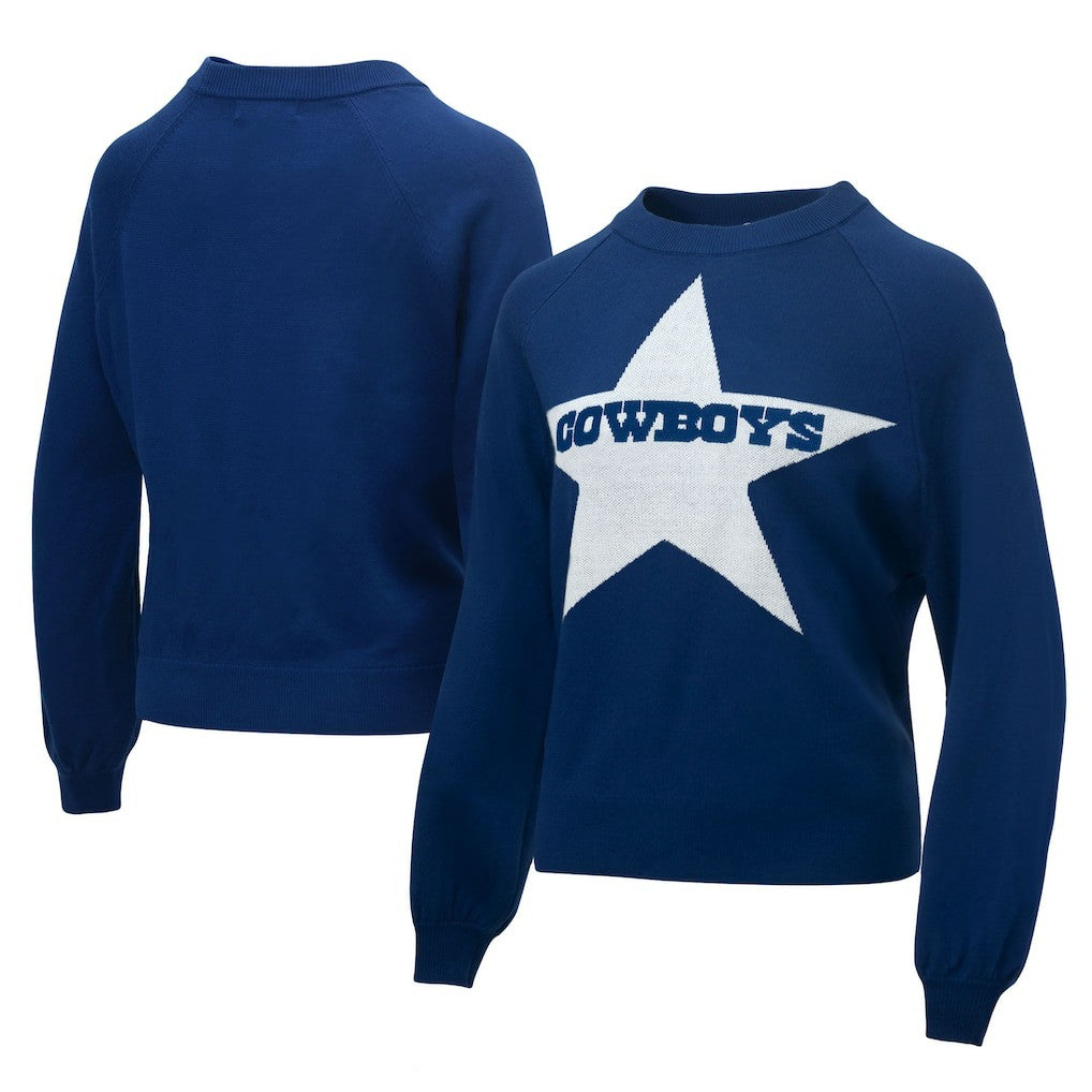Lauren James Women's Wordmark Star Raglan Pullover Sweater - Dallas Cowboys Pullover