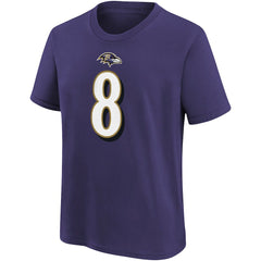 Lamar Jackson  Youth Player Name & Number T-Shirt - Baltimore Ravens T-shirts