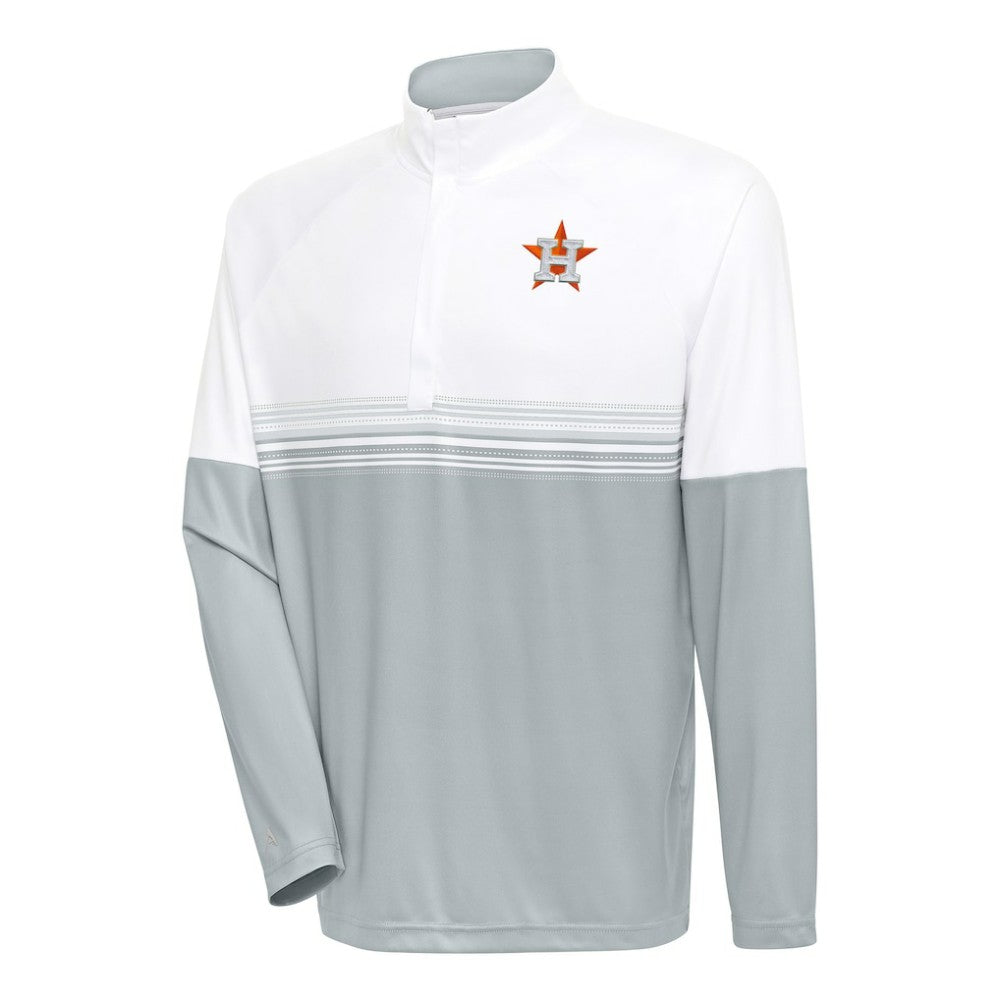 White/Gray Houston Astros Antigua Bender Quarter-Zip Pullover Top