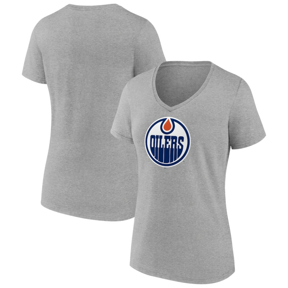 NHL Edmonton Oilers Women's Primary Logo Team V-Neck T-Shirt