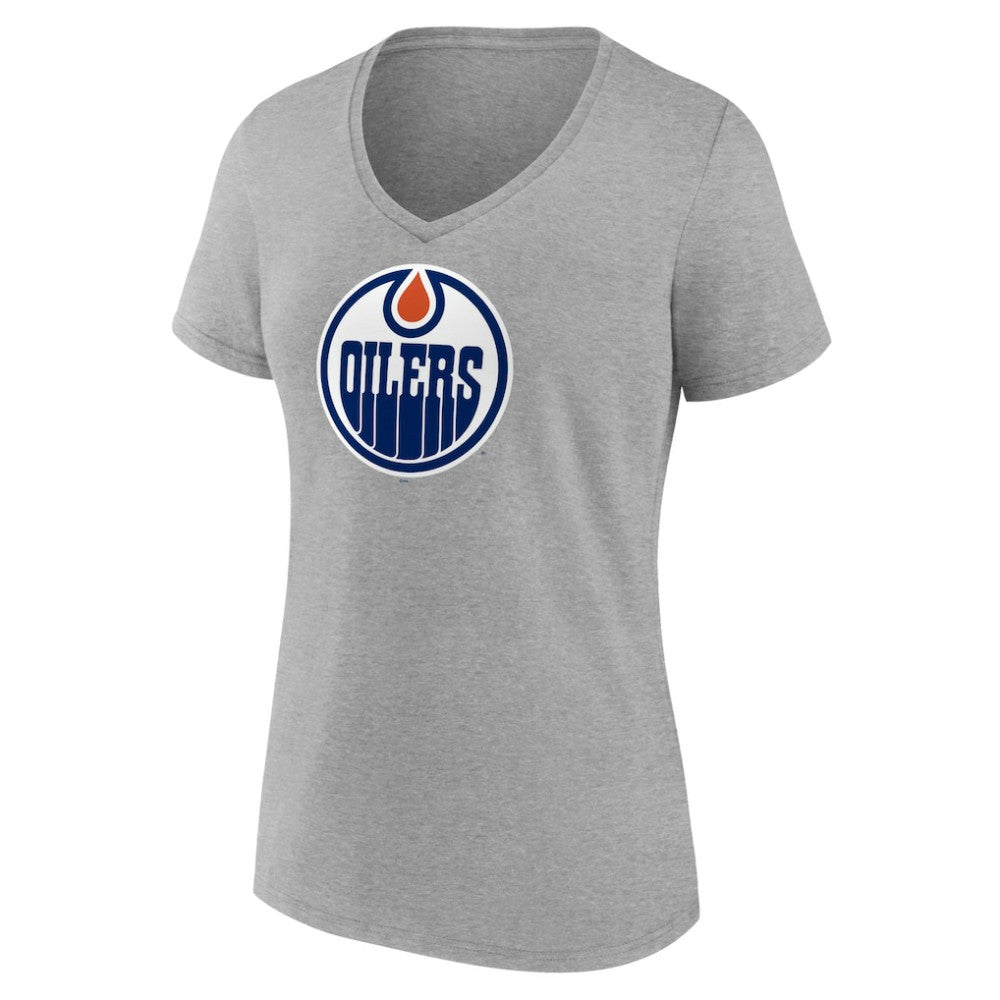 NHL Edmonton Oilers Women's Primary Logo Team V-Neck T-Shirt