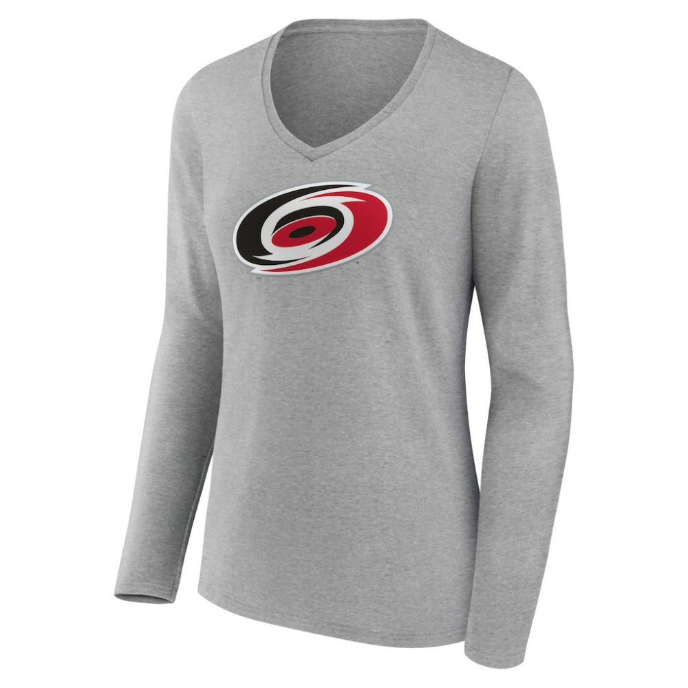 NHL Carolina Hurricanes Women's Primary Logo Team Long Sleeve V-Neck T-Shirt