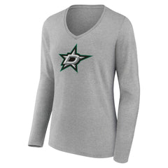 NHL Dallas Stars Women's Primary Logo Team Long Sleeve V-Neck T-Shirt