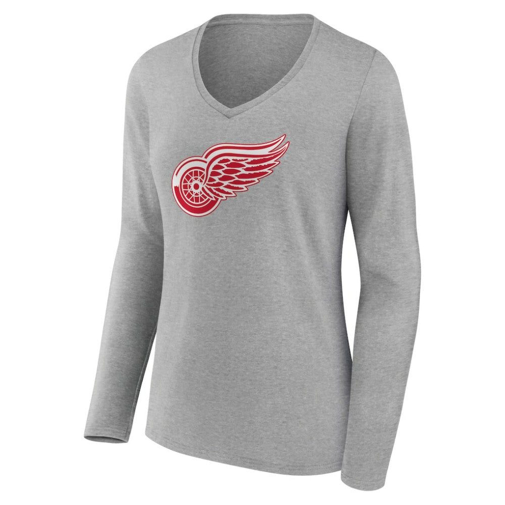 NHL Detroit Red Wings Women's Primary Logo Team Long Sleeve V-Neck T-Shirt