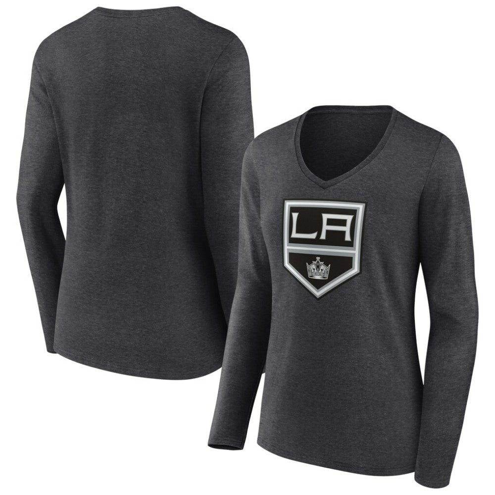 NHL Los Angeles Kings Women's Primary Team Logo Long Sleeve V-Neck T-Shirt