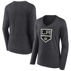 NHL Los Angeles Kings Women's Primary Team Logo Long Sleeve V-Neck T-Shirt