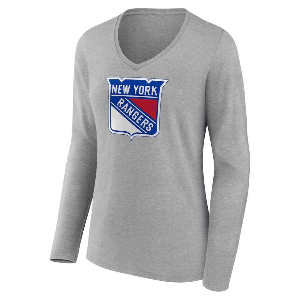 NHL New York Rangers Women's Primary Logo Team Long Sleeve V-Neck T-Shirt