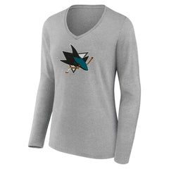 NHL San Jose Sharks Women's Primary Logo Team Long Sleeve V-Neck T-Shirt