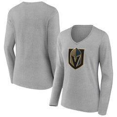 NHL Vegas Golden Knights Women's Primary Logo Team Long Sleeve V-Neck T-Shirt