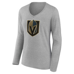 NHL Vegas Golden Knights Women's Primary Logo Team Long Sleeve V-Neck T-Shirt