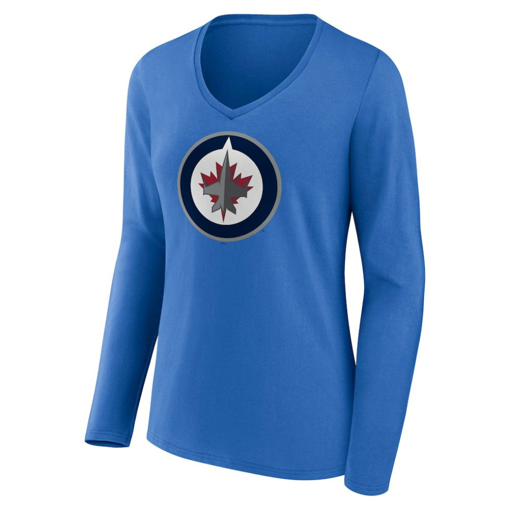 NHL Winnipeg Jets Women's Primary Team Logo Long Sleeve V-Neck T-Shirt