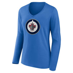 NHL Winnipeg Jets Women's Primary Team Logo Long Sleeve V-Neck T-Shirt