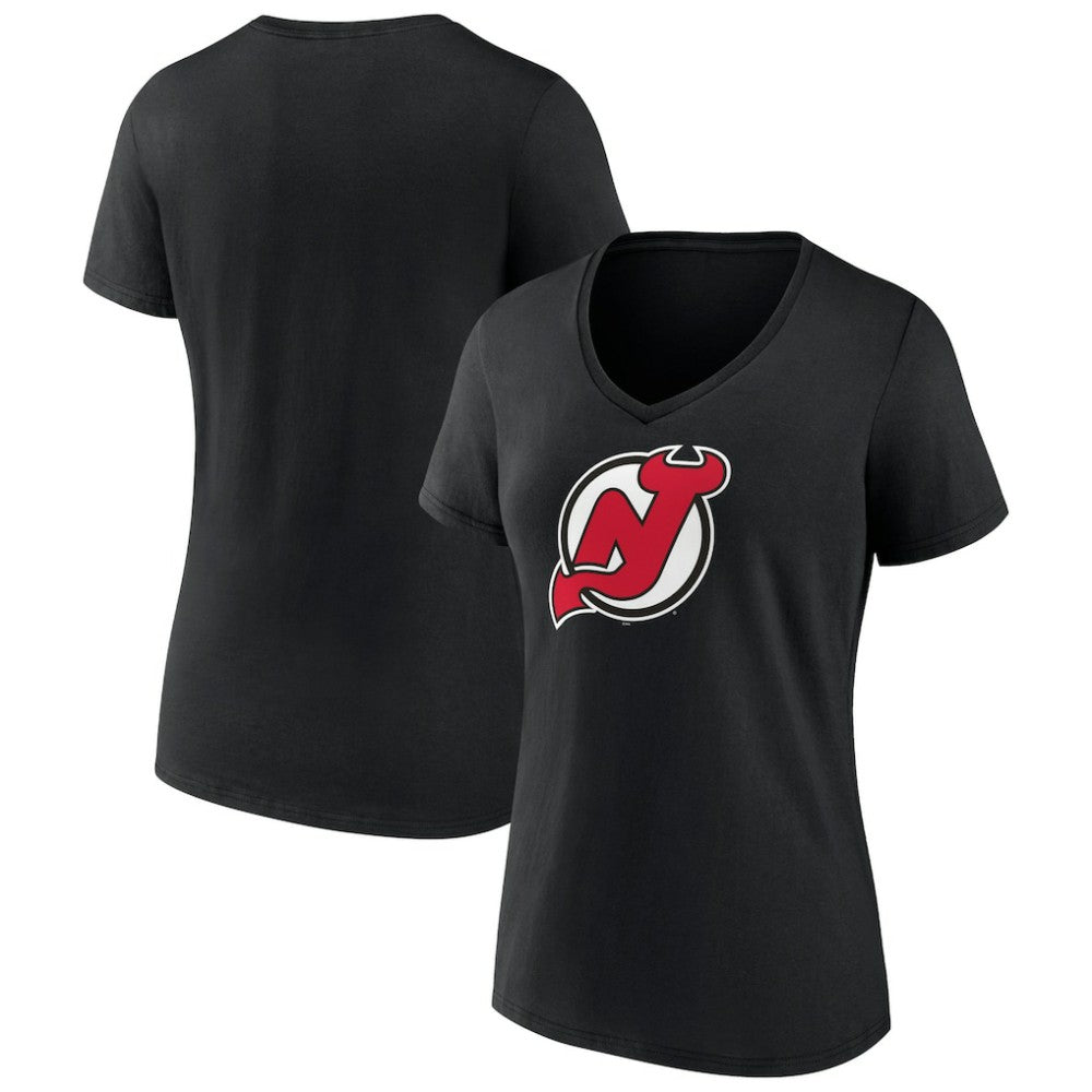 NHL New Jersey Devils Women's Team Primary Logo V-Neck T-Shirt