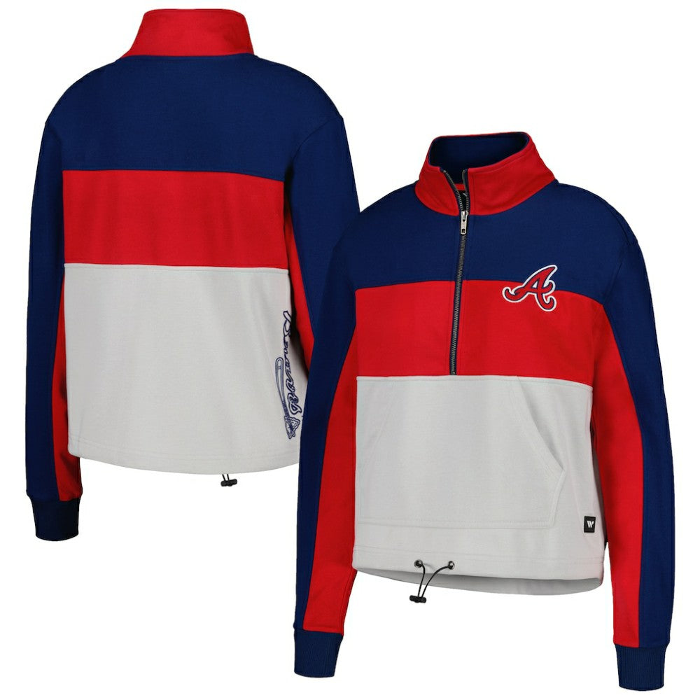 Red/Navy Atlanta Braves The Wild Collective Women's Color Block Half-Zip Jacket