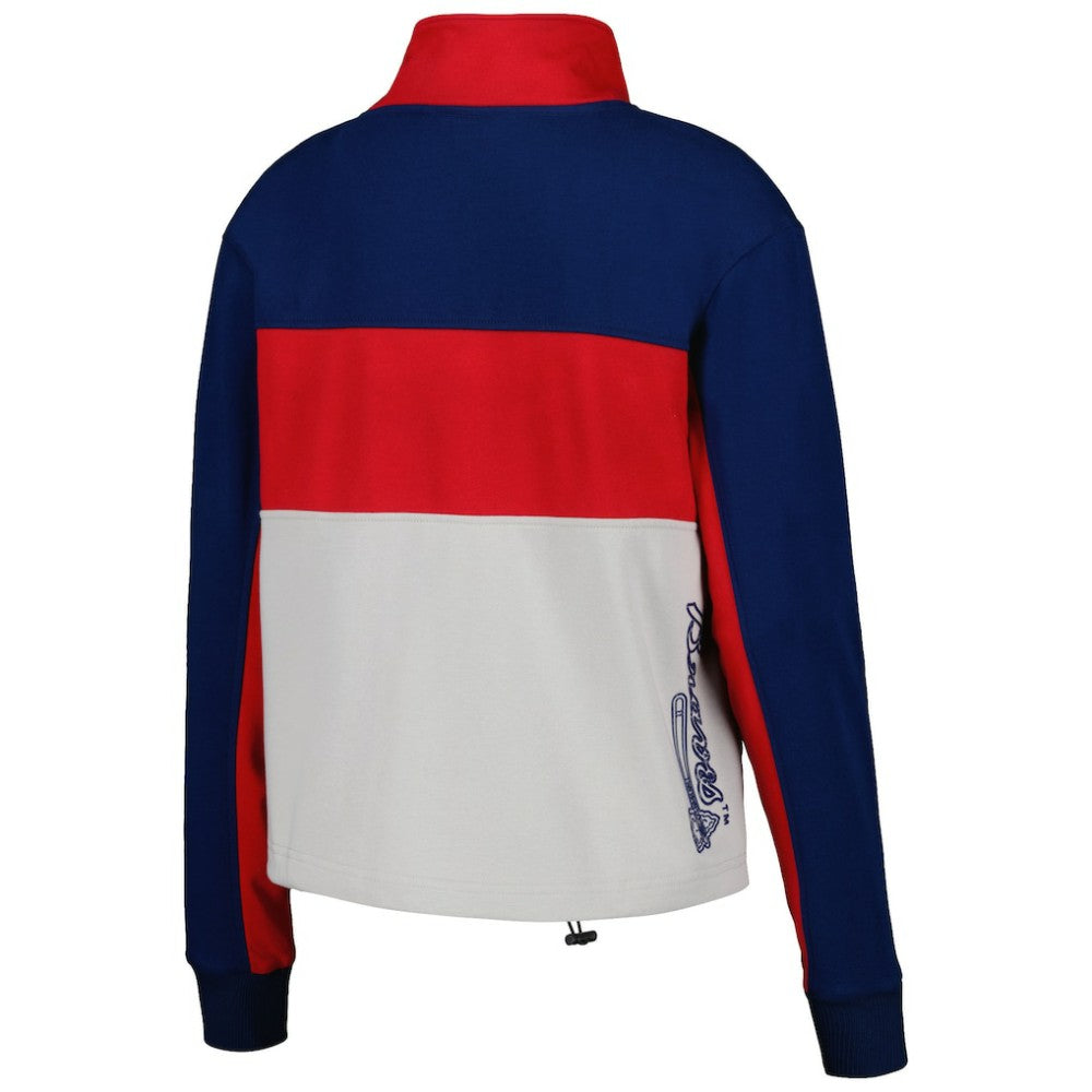 Red/Navy Atlanta Braves The Wild Collective Women's Color Block Half-Zip Jacket