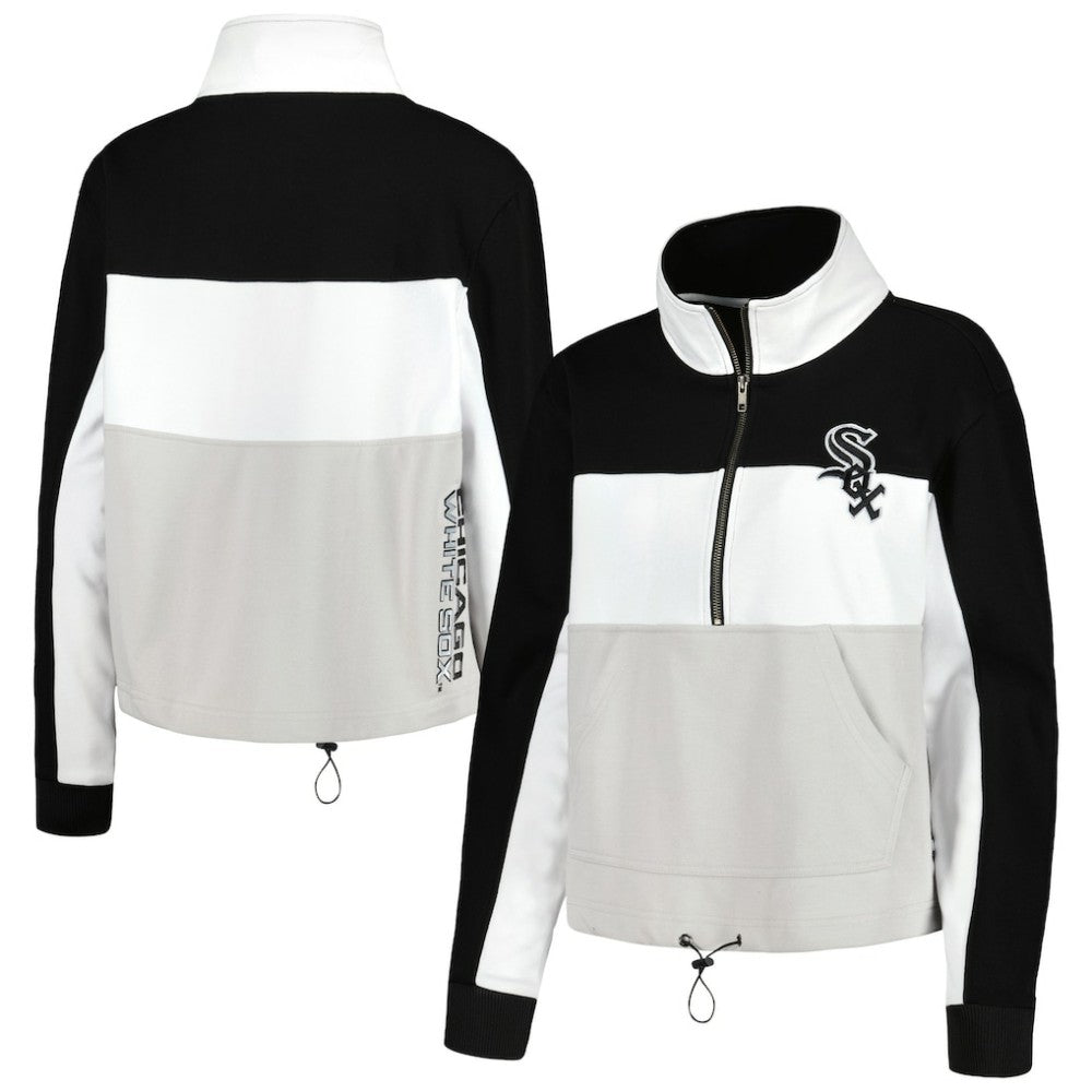 Black/White Chicago White Sox The Wild Collective Women's Color Block Half-Zip Jacket