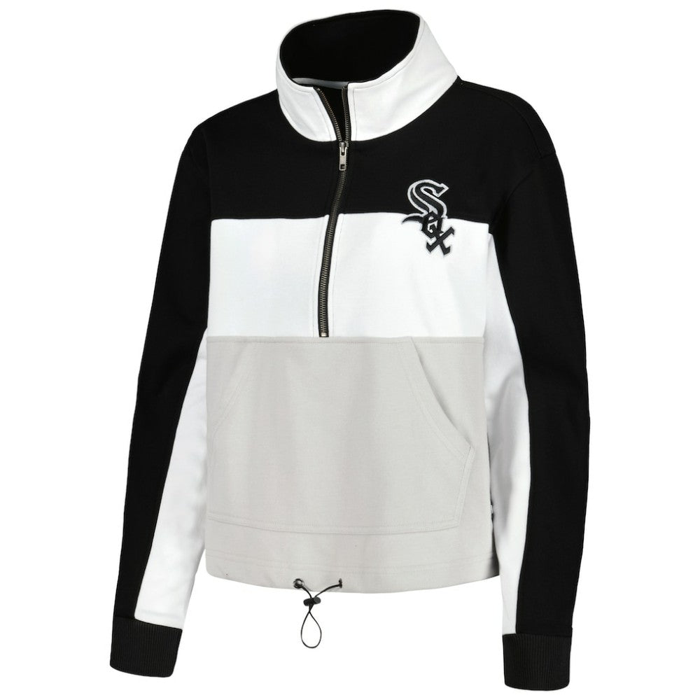 Black/White Chicago White Sox The Wild Collective Women's Color Block Half-Zip Jacket