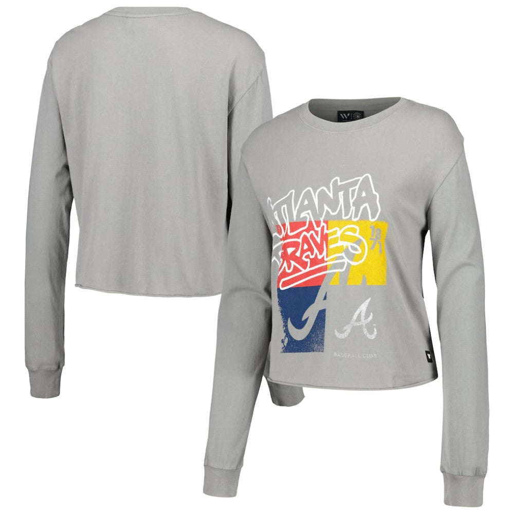 Gray Atlanta Braves The Wild Collective Women's Cropped Long Sleeve T-Shirt