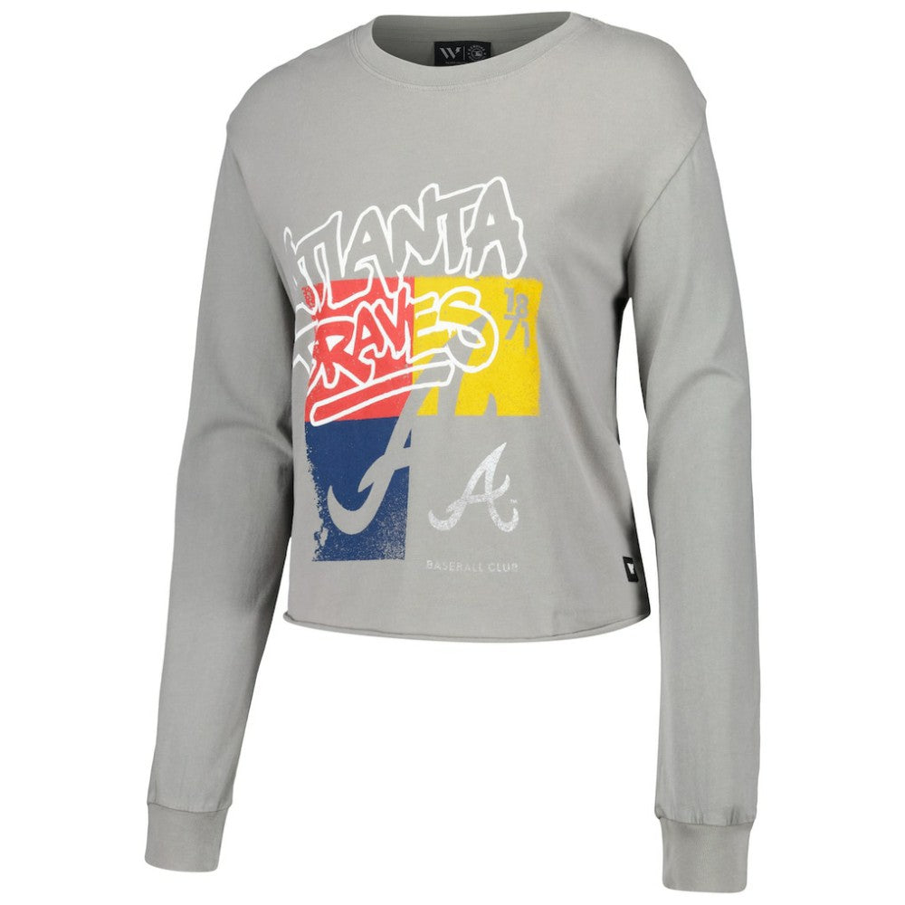 Gray Atlanta Braves The Wild Collective Women's Cropped Long Sleeve T-Shirt