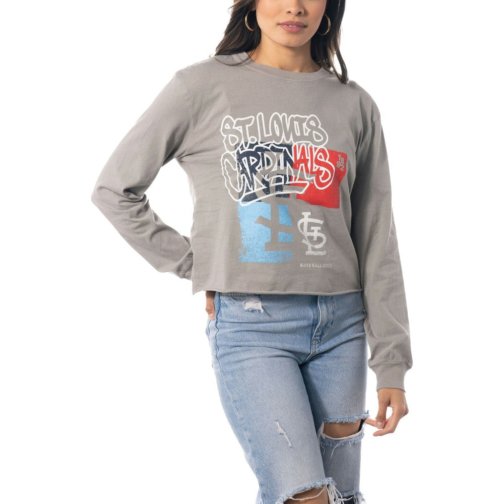 Gray St. Louis Cardinals The Wild Collective Women's Cropped Long Sleeve T-Shirt