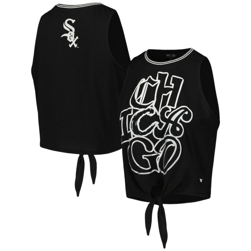 Black Chicago White Sox The Wild Collective Women's Twisted Tie Front Tank Top