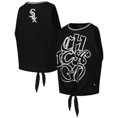 Black Chicago White Sox The Wild Collective Women's Twisted Tie Front Tank Top
