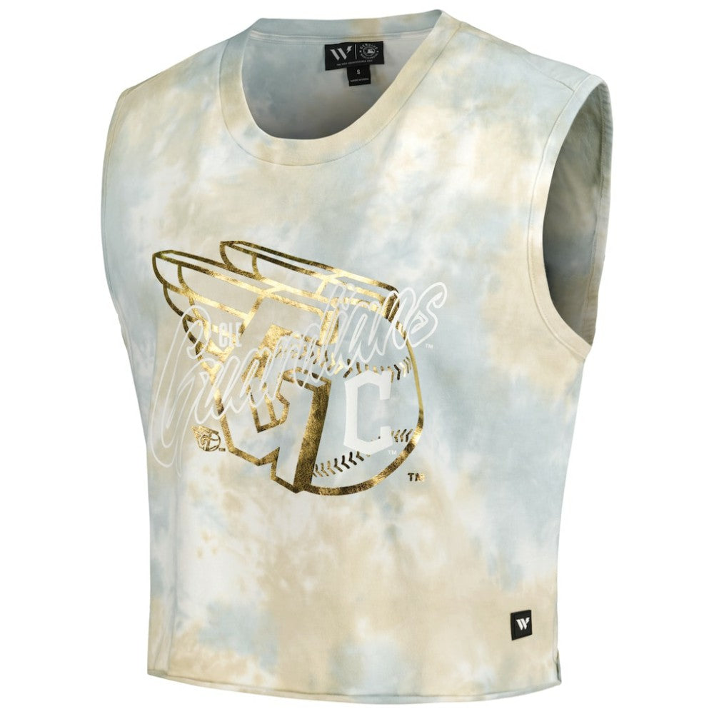 White Cleveland Guardians The Wild Collective Women's Washed Muscle Tank Top