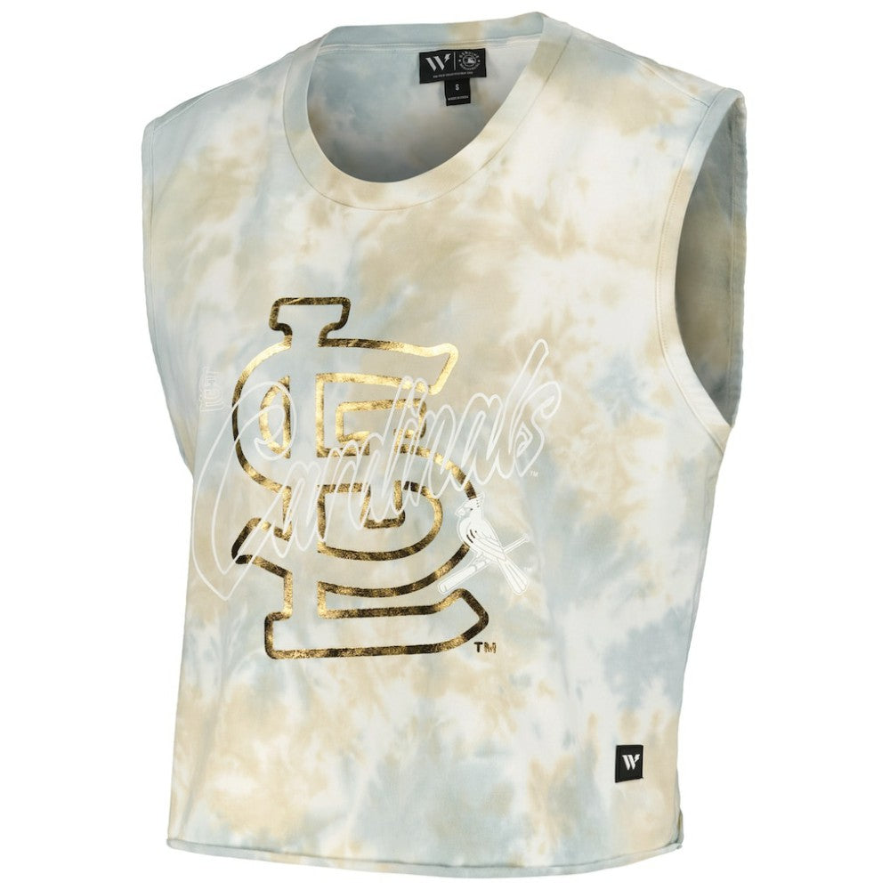 White St. Louis Cardinals The Wild Collective Women's Washed Muscle Tank Top