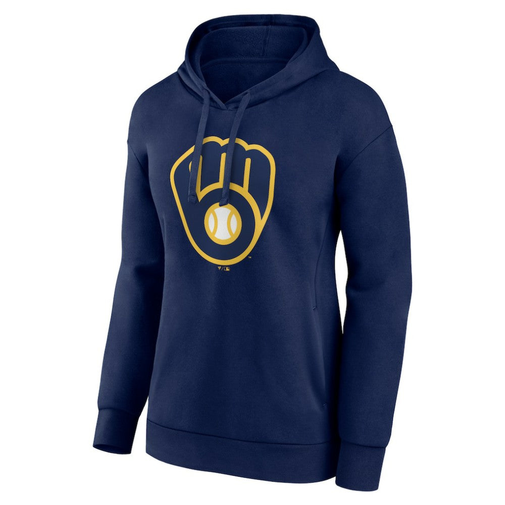 Navy Milwaukee Brewers Women's Core Logo Pullover Hoodie