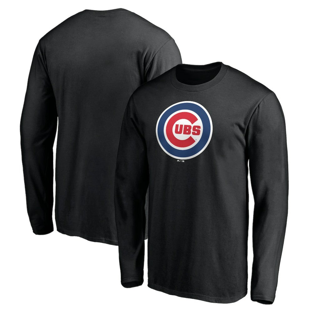 Black Chicago Cubs Official Team Logo Long Sleeve T-Shirt