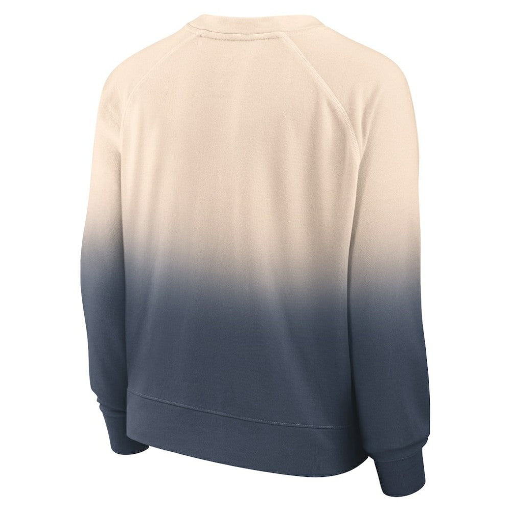 Tan/Navy Atlanta Braves Fanatics Women's Luxe Lounge Arch Raglan Pullover Sweatshirt
