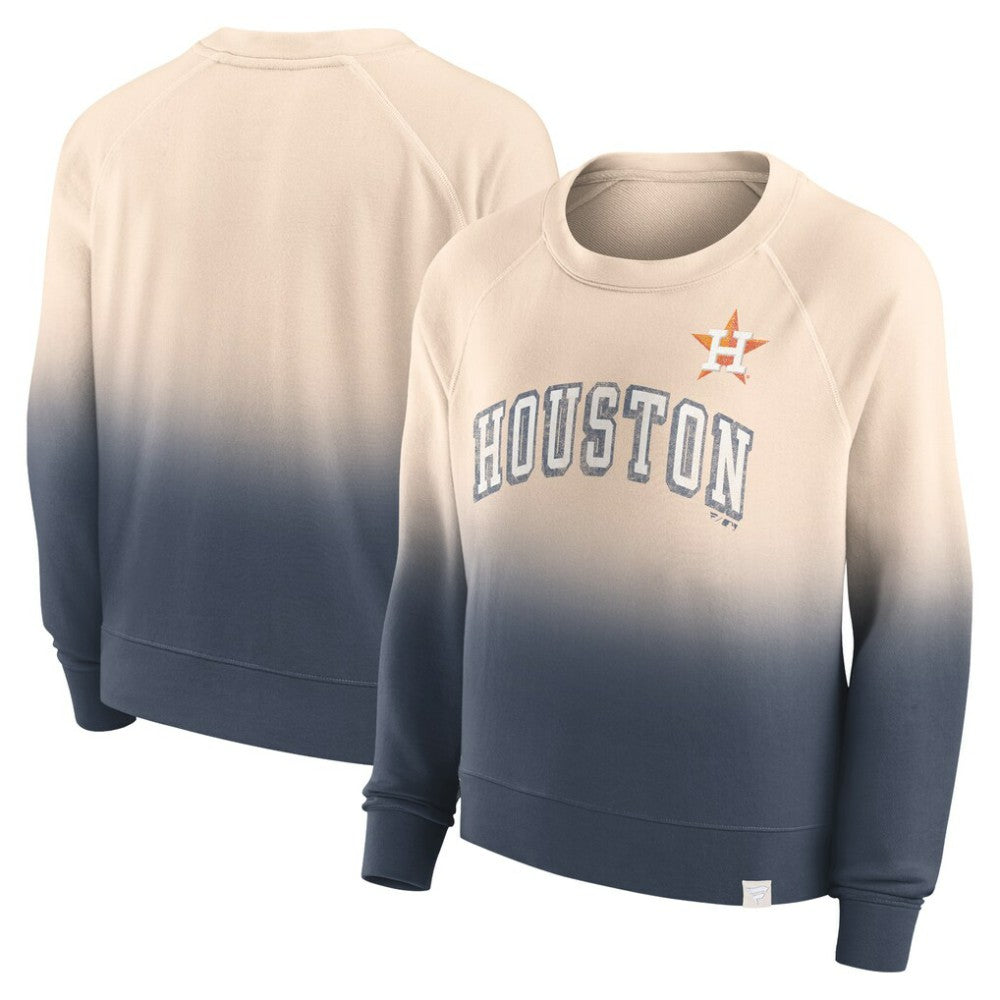 Tan/Navy Houston Astros Fanatics Women's Luxe Lounge Arch Raglan Pullover Sweatshirt