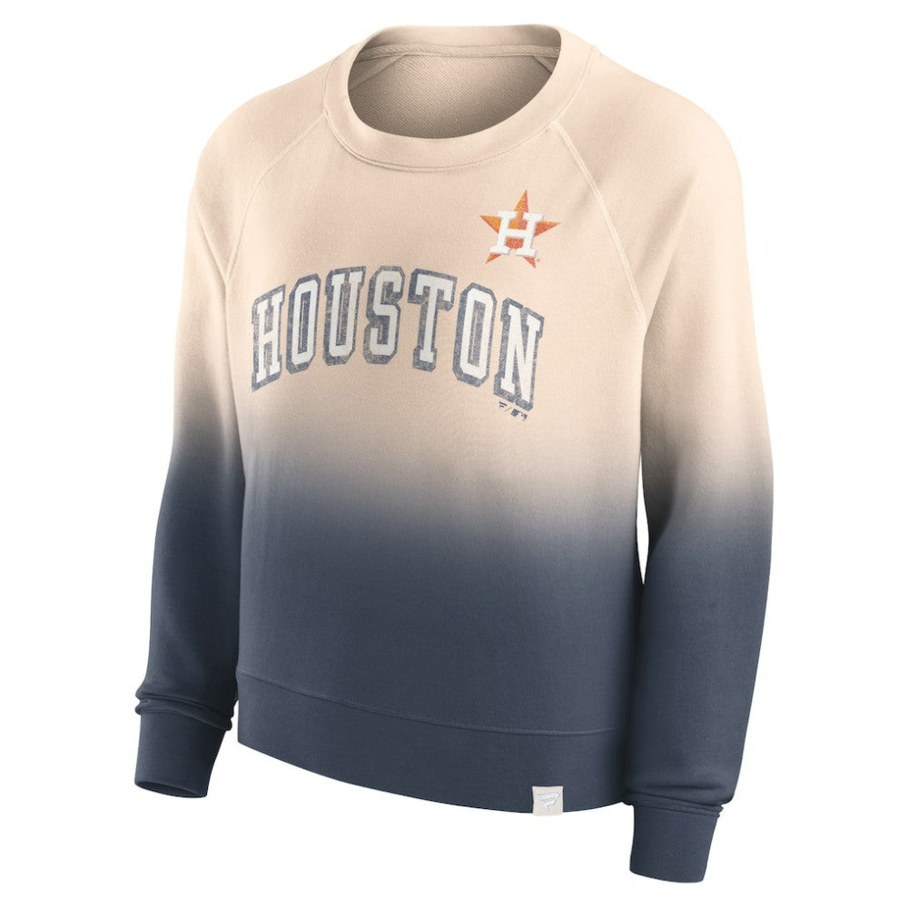 Tan/Navy Houston Astros Fanatics Women's Luxe Lounge Arch Raglan Pullover Sweatshirt
