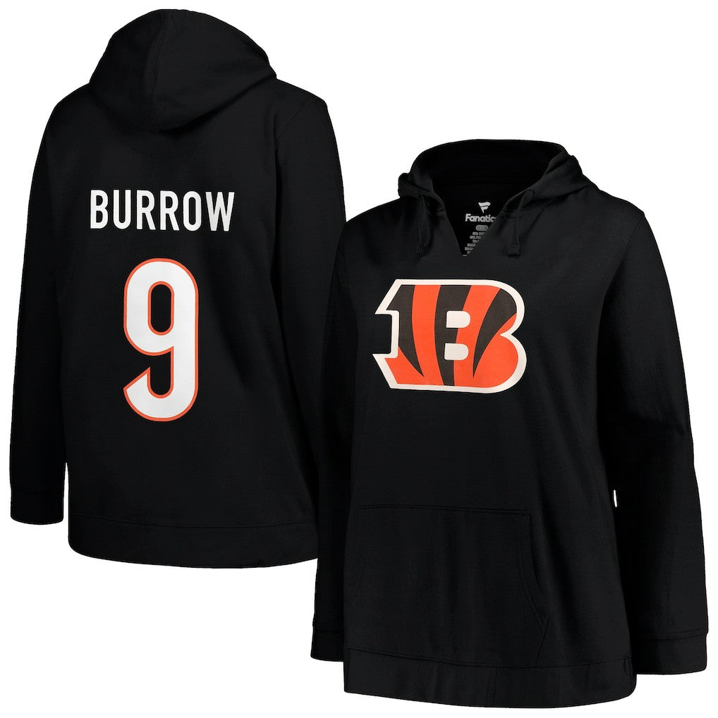 Joe Burrow  Profile Women's Plus Size Player Name & Number Pullover Hoodie - Cincinnati Bengals Hoodies