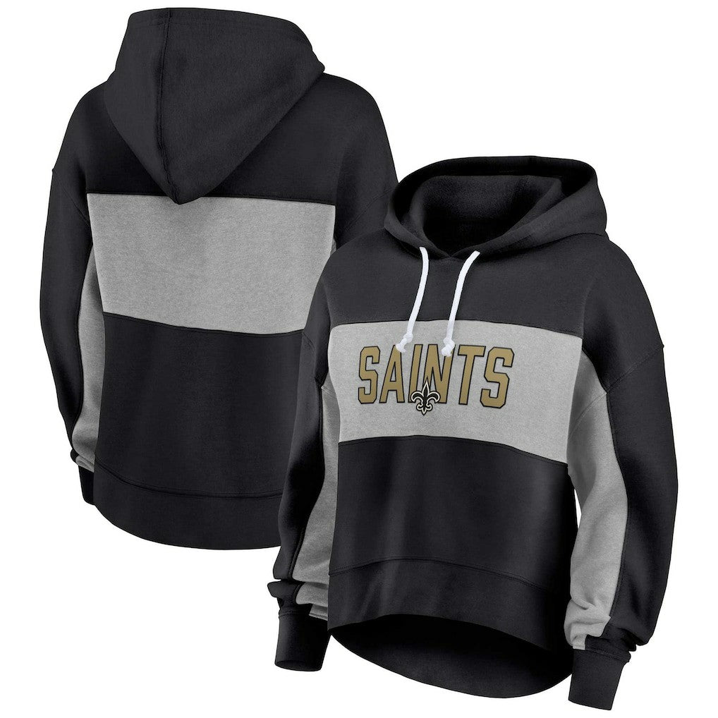 Women's Filled Stat Sheet Lighweight Modest Crop Hoodie - New Orleans Saints Hoodies