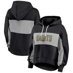 Women's Filled Stat Sheet Lighweight Modest Crop Hoodie - New Orleans Saints Hoodies
