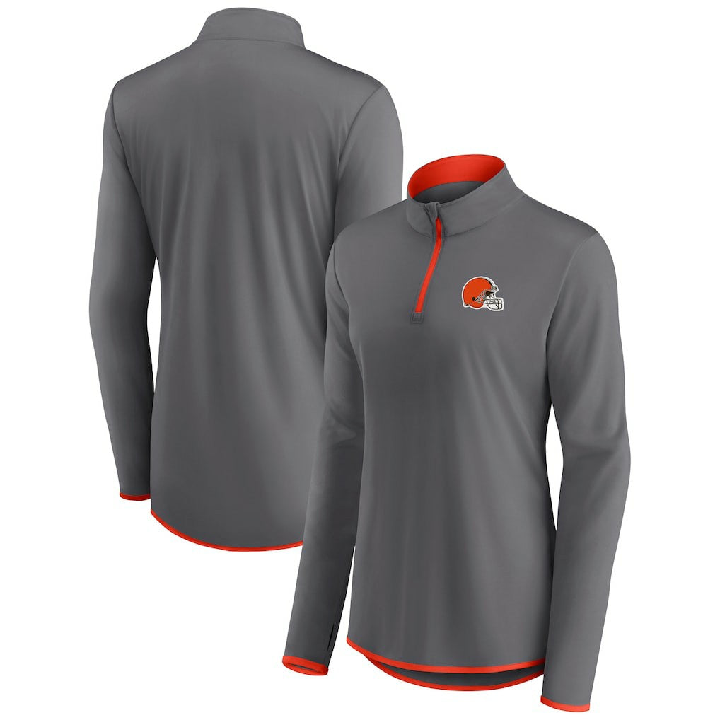 Women's Adult Corner Long Sleeve 1/4 Zip Top - Cleveland Browns Tops