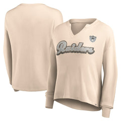 Women's Go For It Notch Neck Waffle Knit Lightweight Long Sleeve T-Shirt - Las Vegas Raiders T-shirts
