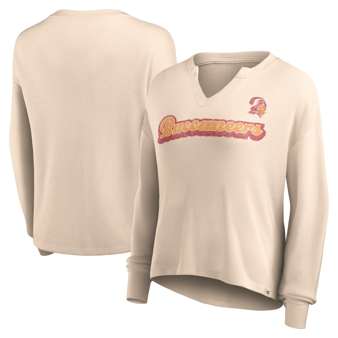 Women's Go For It Notch Neck Waffle Knit Lightweight Long Sleeve T-Shirt - Tampa Bay Buccaneers T-shirts