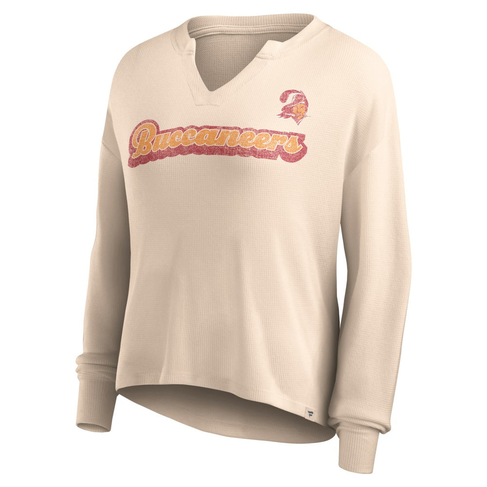 Women's Go For It Notch Neck Waffle Knit Lightweight Long Sleeve T-Shirt - Tampa Bay Buccaneers T-shirts