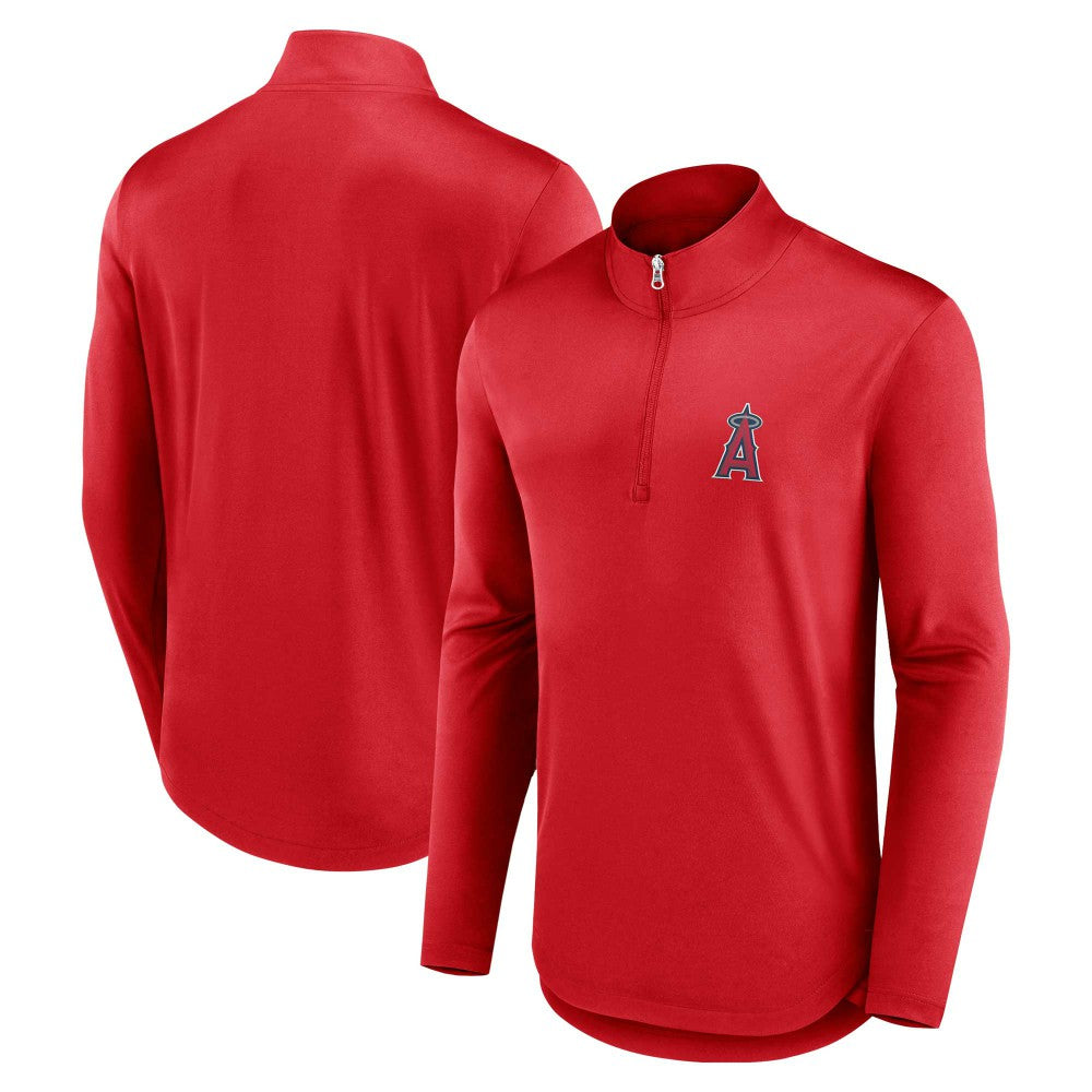 Red Los Angeles Angels Fanatics Quarterback Quarter-Zip Top