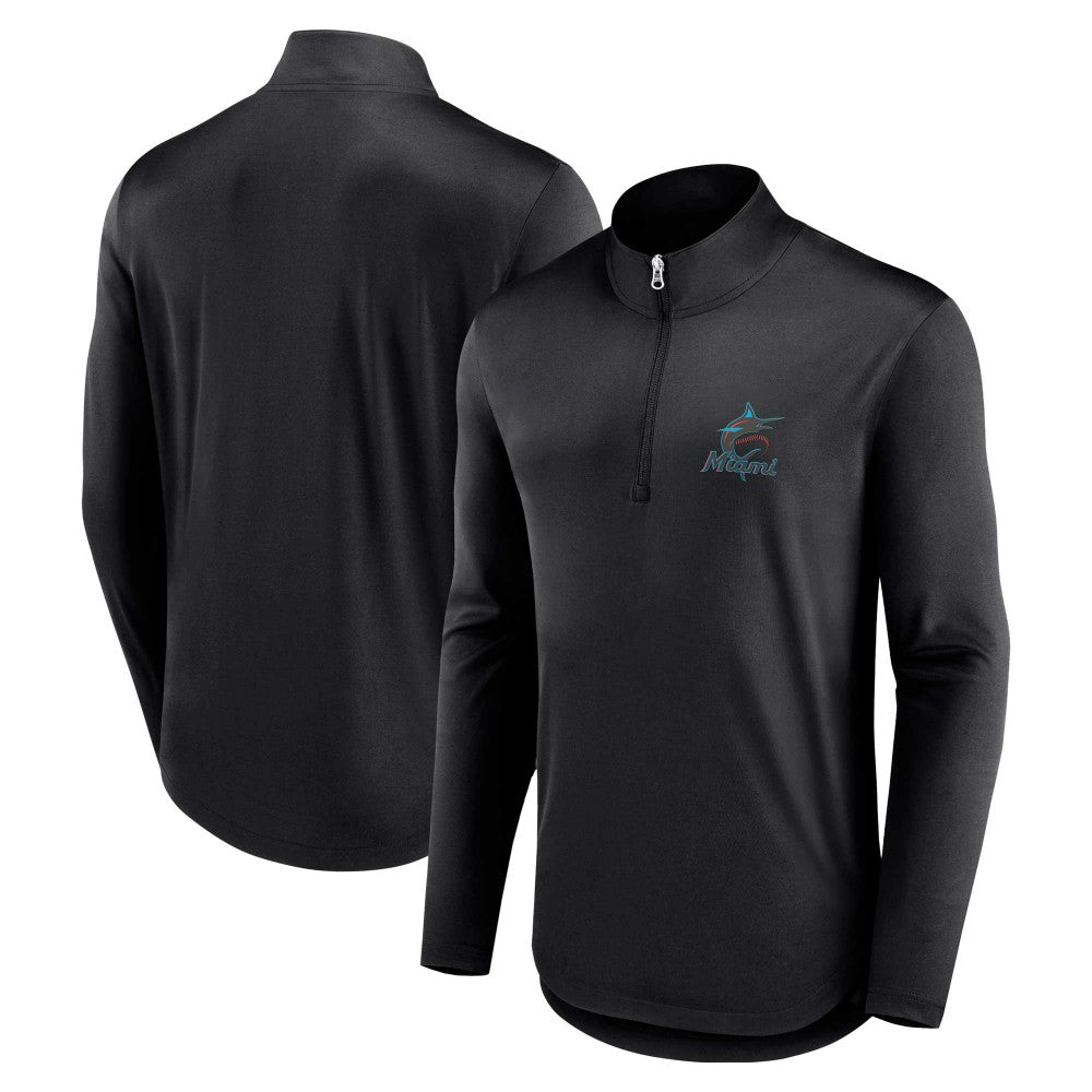 Black Miami Marlins Fanatics Quarterback Quarter-Zip Top