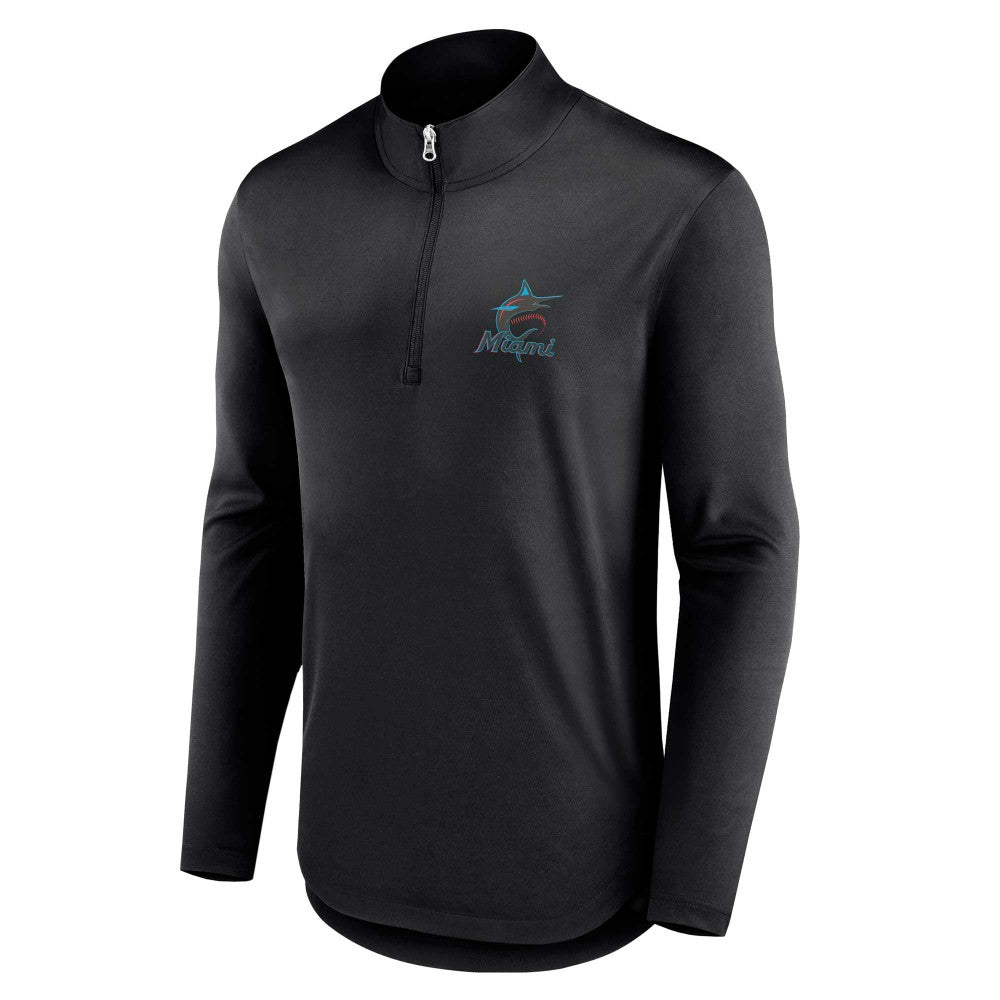 Black Miami Marlins Fanatics Quarterback Quarter-Zip Top