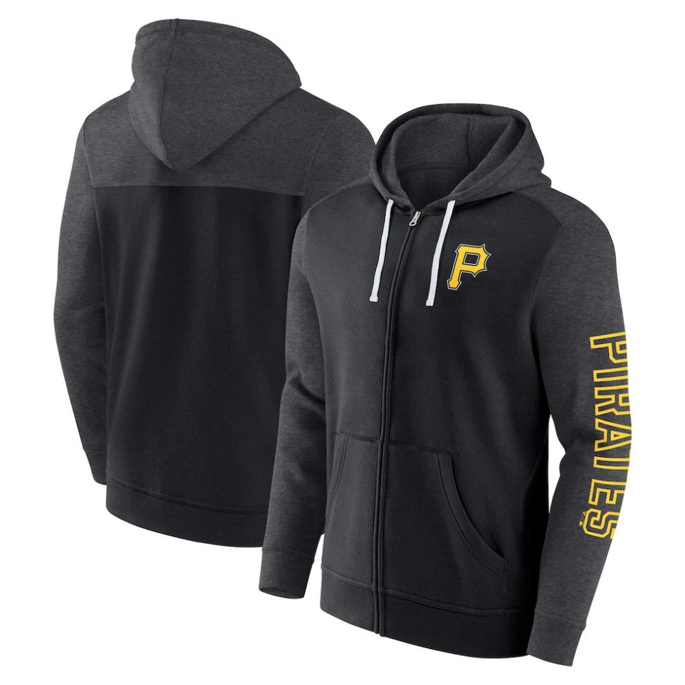 Black Pittsburgh Pirates Fanatics Offensive Line Up Lightweight Full-Zip Hoodie