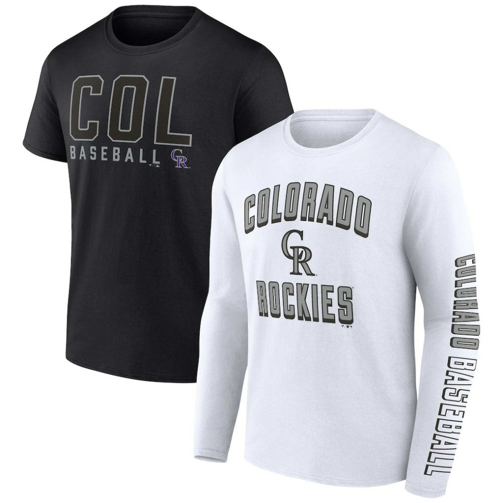 Black/White Colorado Rockies Fanatics Two-Pack Combo T-Shirt Set