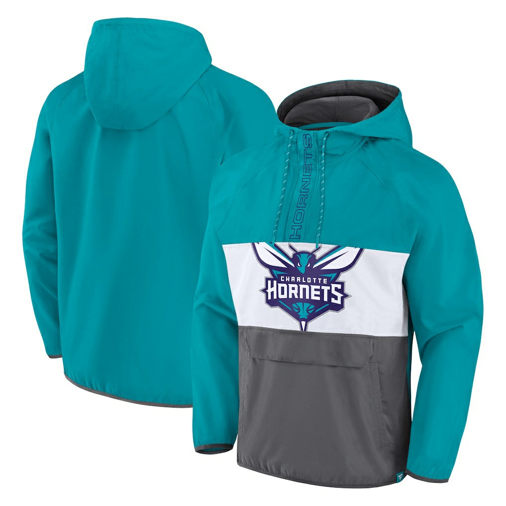 Fanatics Charlotte Hornets Anorak Flagrant Foul Color-Block Raglan Hoodie Half-Zip Jacket