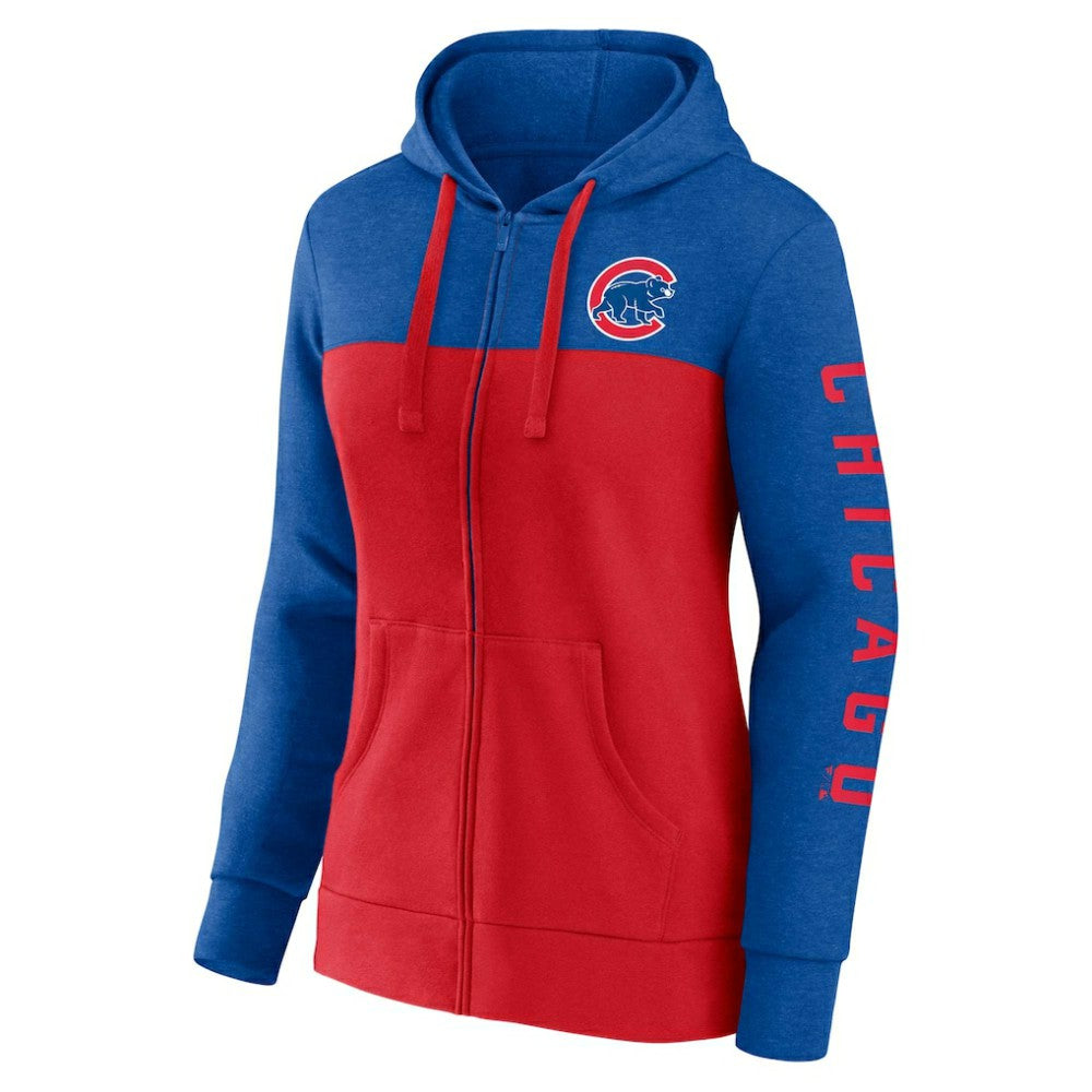 Royal/Red Chicago Cubs Fanatics Women's City Ties Hoodie Full-Zip Sweatshirt