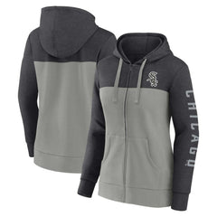 Heather Charcoal/Gray Chicago White Sox Fanatics Women's City Ties Hoodie Full-Zip Sweatshirt