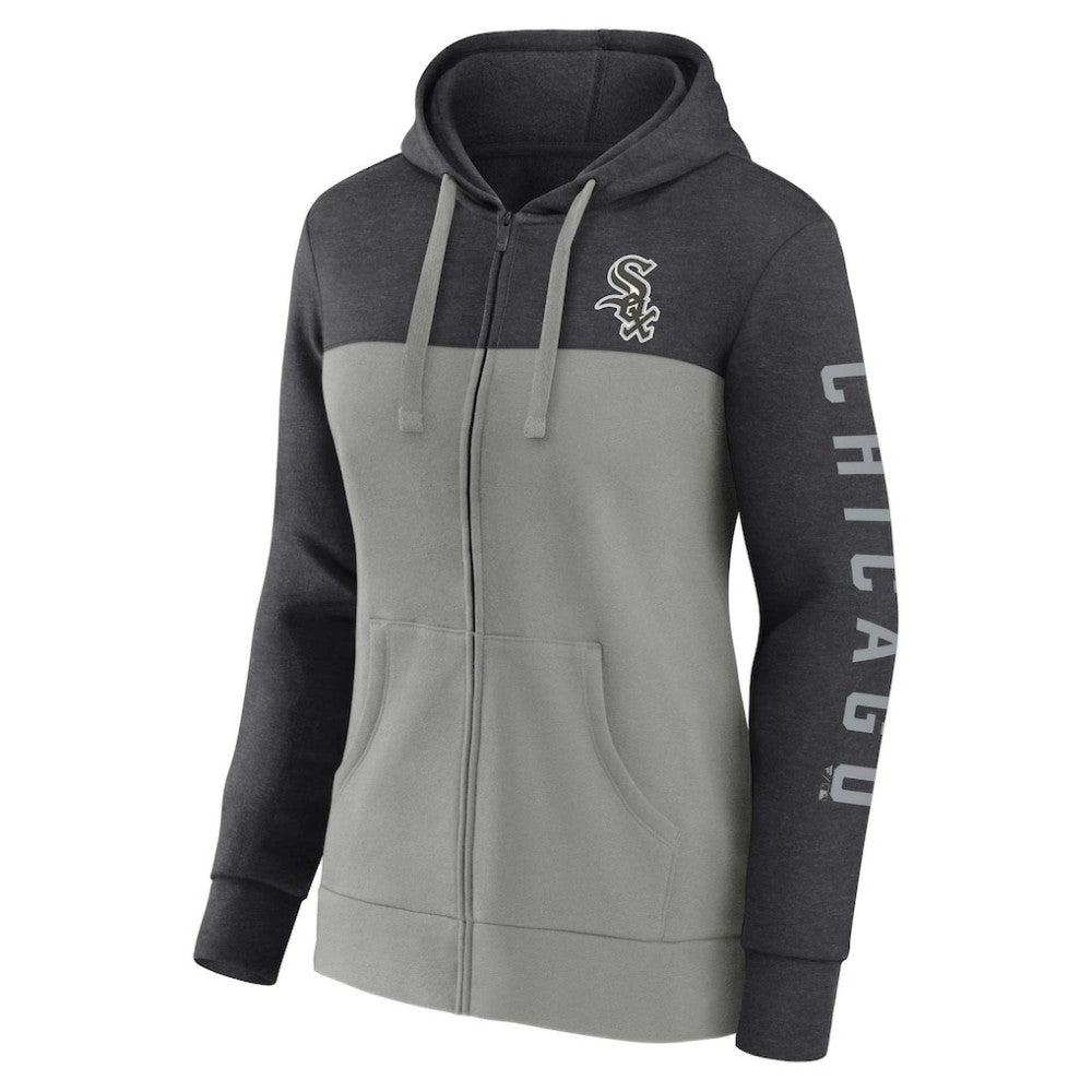 Heather Charcoal/Gray Chicago White Sox Fanatics Women's City Ties Hoodie Full-Zip Sweatshirt